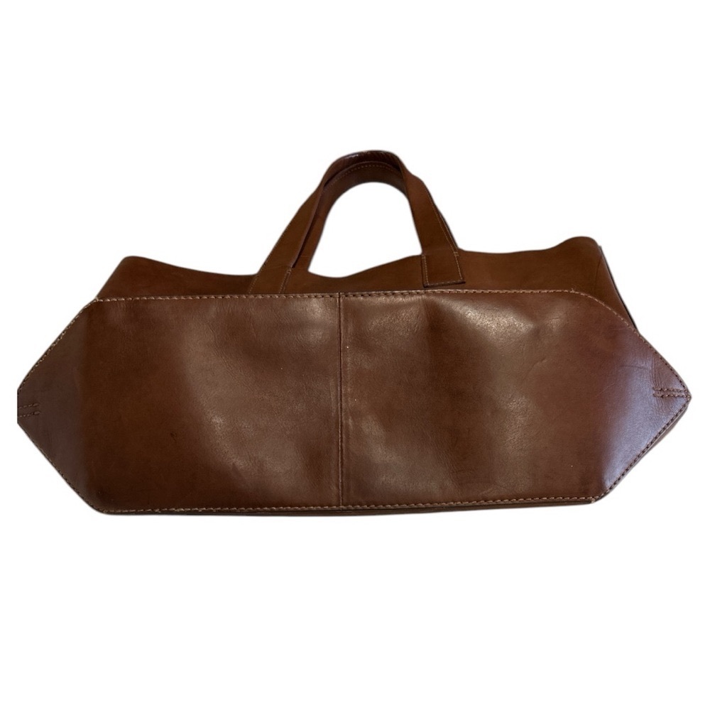 Frye Carson Leather Tote Dual Handles Open Top Bag Brown - Picture 7 of 12